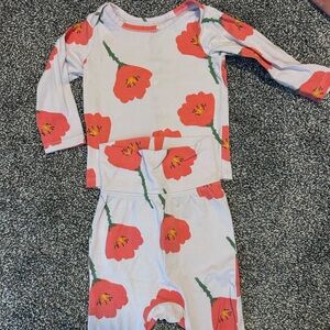 Tea Collection Kids Matching Set - light purple and Red Floral